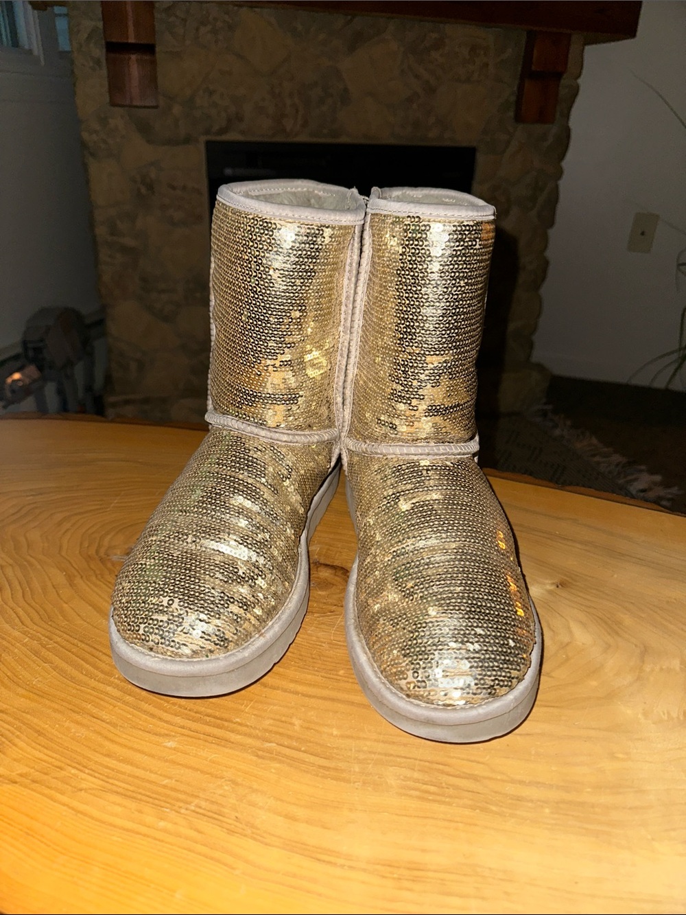 UGG Gold Sequin Classic Short Boots